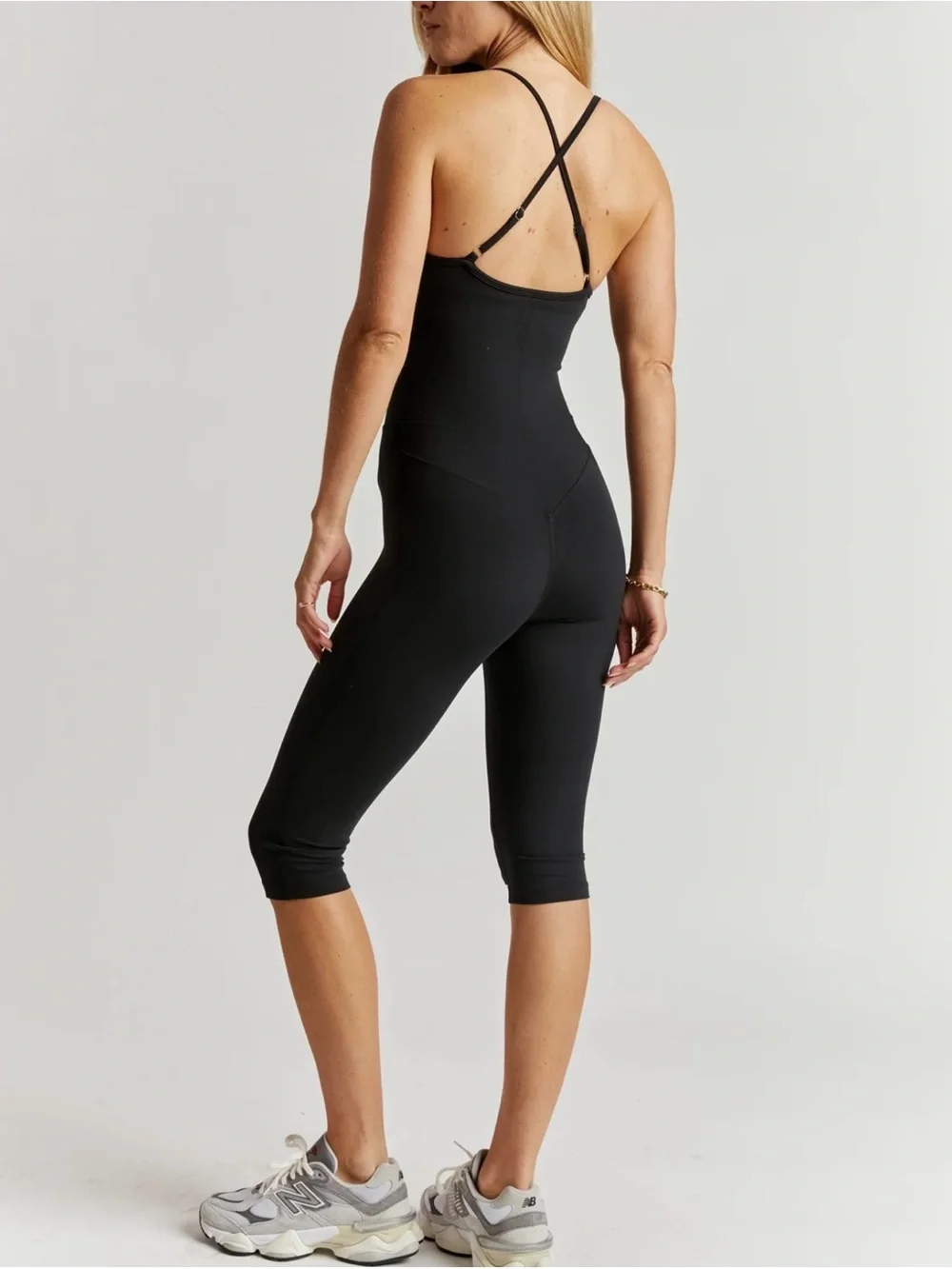 YEAR OF OURS- STUDIO ONESIE CAPRI- BLACK- SIZE XS- BUILT IN BRA- NEW!